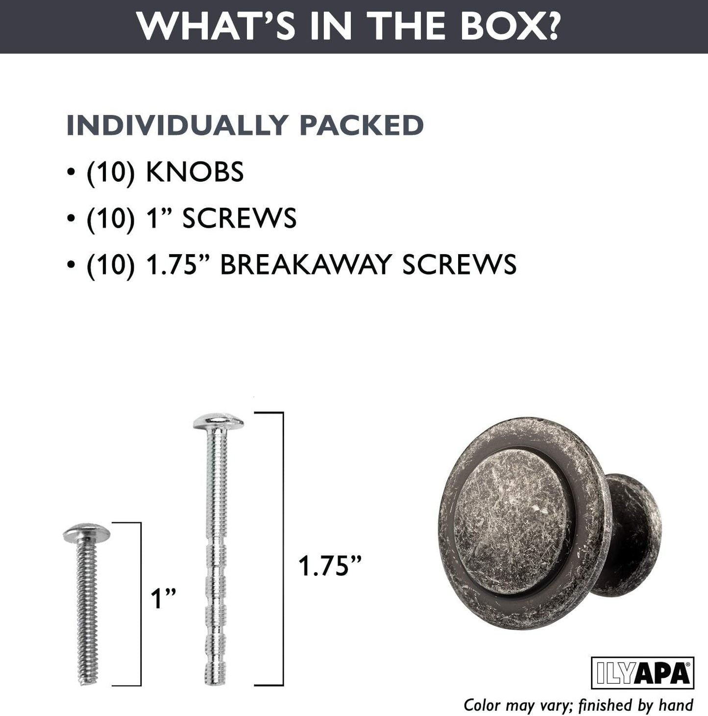 Antique Iron Kitchen Cabinet Knobs - 1 1/4 Inch round Drawer Handles - 10 Pack of Beveled round Kitchen Cabinet Hardware