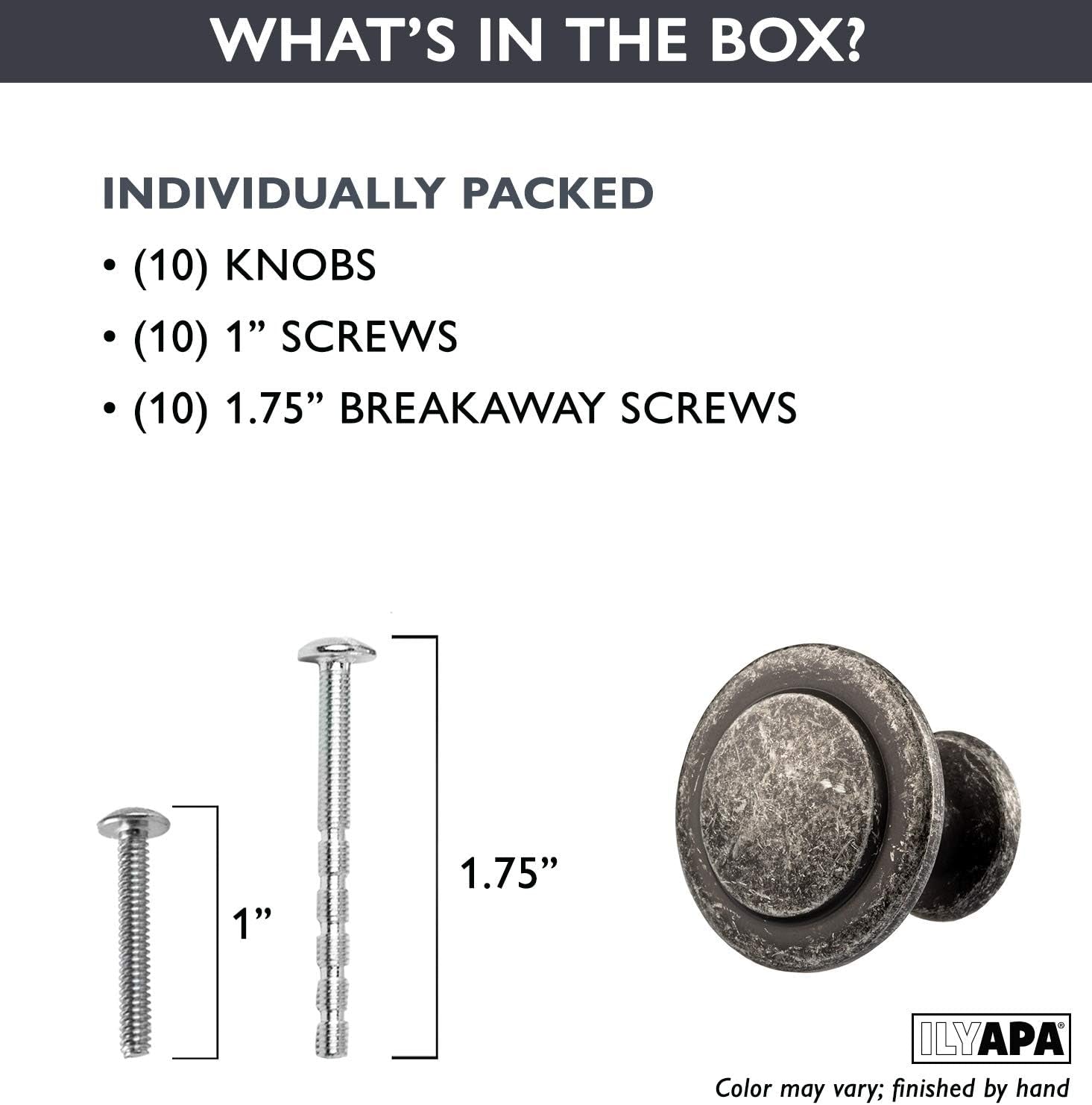 Antique Iron Kitchen Cabinet Knobs - 1 1/4 Inch round Drawer Handles - 10 Pack of Beveled round Kitchen Cabinet Hardware