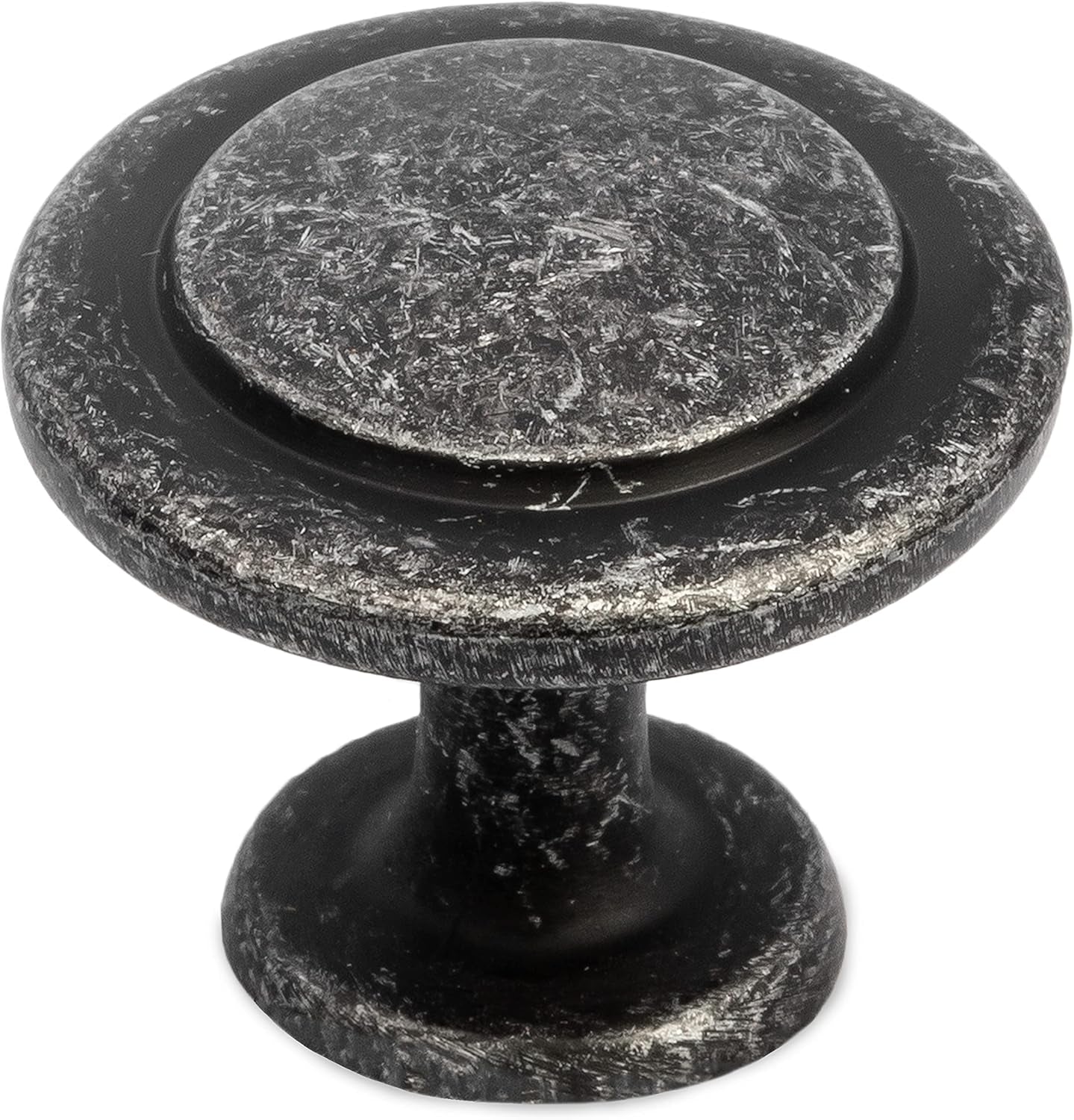 Antique Iron Kitchen Cabinet Knobs - 1 1/4 Inch round Drawer Handles - 10 Pack of Beveled round Kitchen Cabinet Hardware