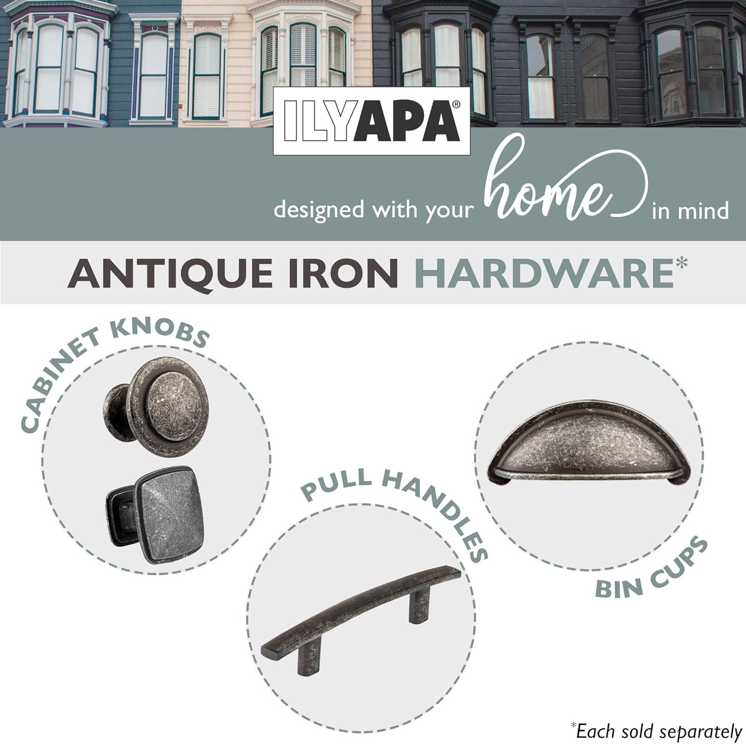 Antique Iron Kitchen Cabinet Knobs - 1 1/4 Inch round Drawer Handles - 10 Pack of Beveled round Kitchen Cabinet Hardware