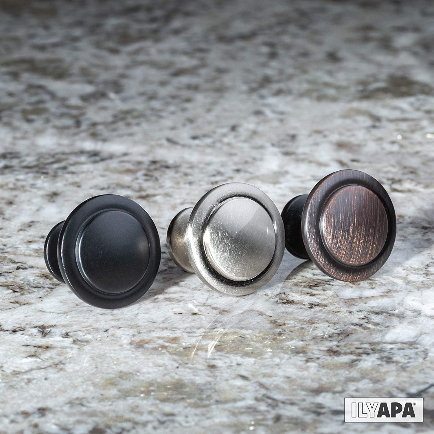 Antique Iron Kitchen Cabinet Knobs - 1 1/4 Inch round Drawer Handles - 10 Pack of Beveled round Kitchen Cabinet Hardware